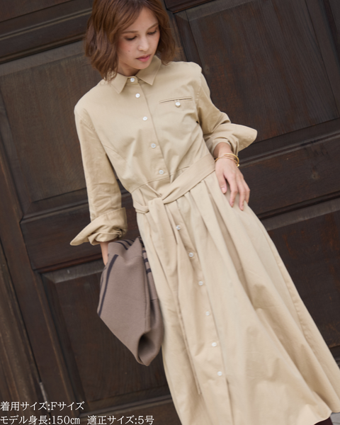 画像をギャラリービューアに読み込む, 小柄ワンピース/低身長ワンピース/こコットンワンピース/低身長シャツワンピース/パリジェンヌ/羽織/147cm