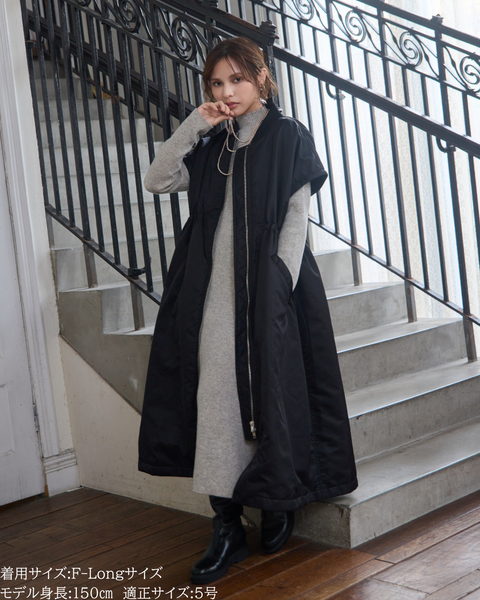 画像をギャラリービューアに読み込む, 低身長向けアウター/低身長向けコート/小柄アウター/小柄コート/アウター/コート/低身長/2025AW/MA-1/MA-1ドレスコート/中綿コート