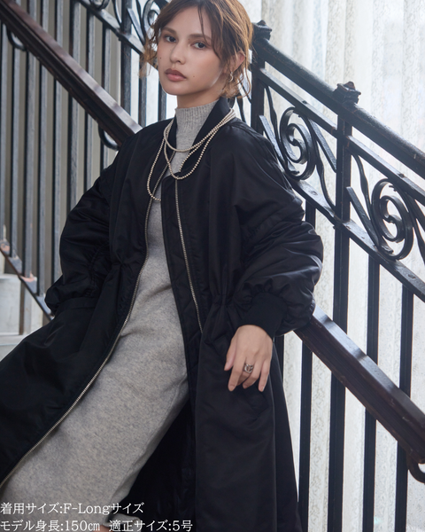 画像をギャラリービューアに読み込む, 低身長向けアウター/低身長向けコート/小柄アウター/小柄コート/アウター/コート/低身長/2025AW/MA-1/MA-1ドレスコート/中綿コート