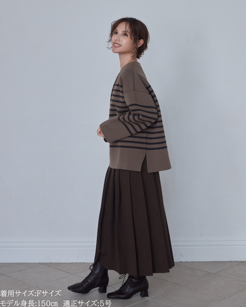 画像をギャラリービューアに読み込む, 低身長向けトップス/低身長用/小柄ワトップス/小柄用/147㎝/SSサイス/XSサイズ/ボーダーニット/ニット/低身長ニット/短丈/秋冬春/深V