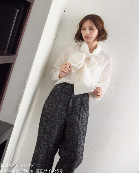 画像をギャラリービューアに読み込む, 小柄ブランド/低身長ブランド/低身長/小柄/小柄シャツ/ブラウス/ボウタイブラウス/リボンブラウス/取り外し可能/セルロース生地/上質素材/147㎝/Sサイズ