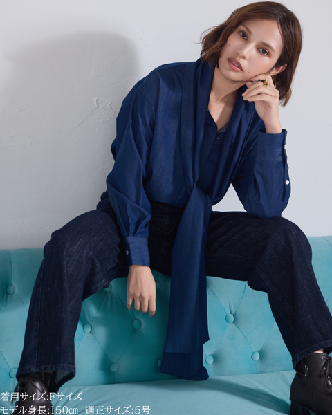 画像をギャラリービューアに読み込む, 小柄ブランド/低身長ブランド/低身長/小柄/小柄シャツ/ブラウス/ボウタイブラウス/リボンブラウス/取り外し可能/セルロース生地/上質素材/147㎝/Sサイズ