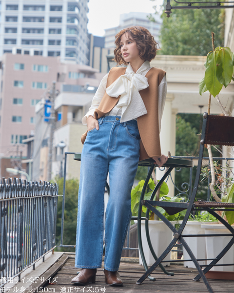 画像をギャラリービューアに読み込む, 小柄ブランド/低身長ブランド/低身長/小柄/小柄シャツ/ブラウス/ボウタイブラウス/リボンブラウス/取り外し可能/セルロース生地/上質素材/147㎝/Sサイズ