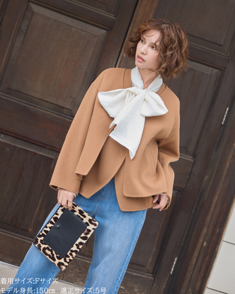 画像をギャラリービューアに読み込む, 小柄ブランド/低身長ブランド/低身長/小柄/小柄シャツ/ブラウス/ボウタイブラウス/リボンブラウス/取り外し可能/セルロース生地/上質素材/147㎝/Sサイズ