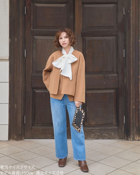 画像をギャラリービューアに読み込む, 小柄ブランド/低身長ブランド/低身長/小柄/小柄シャツ/ブラウス/ボウタイブラウス/リボンブラウス/取り外し可能/セルロース生地/上質素材/147㎝/Sサイズ