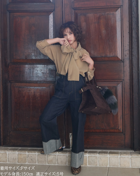 画像をギャラリービューアに読み込む, 小柄ブランド/低身長ブランド/低身長/小柄/小柄シャツ/ブラウス/ボウタイブラウス/リボンブラウス/取り外し可能/セルロース生地/上質素材/147㎝/Sサイズ