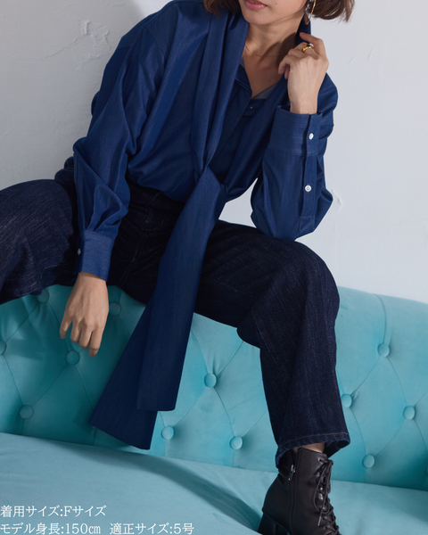 画像をギャラリービューアに読み込む, 小柄ブランド/低身長ブランド/低身長/小柄/小柄シャツ/ブラウス/ボウタイブラウス/リボンブラウス/取り外し可能/セルロース生地/上質素材/147㎝/Sサイズ