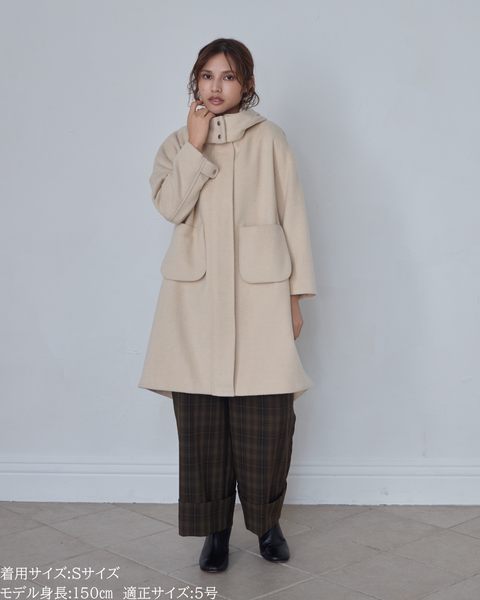 画像をギャラリービューアに読み込む, 取り外しフード付きマニッシュコート(Japan Fabric)【685】