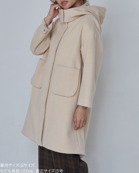 画像をギャラリービューアに読み込む, 取り外しフード付きマニッシュコート(Japan Fabric)【685】