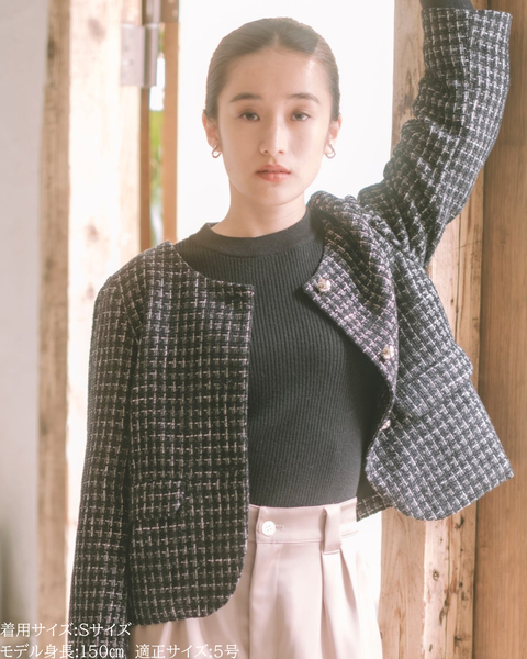 画像をギャラリービューアに読み込む, ツイードノーカラージャケット【687】