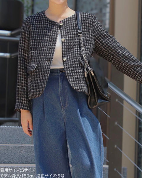 画像をギャラリービューアに読み込む, ツイードノーカラージャケット【687】