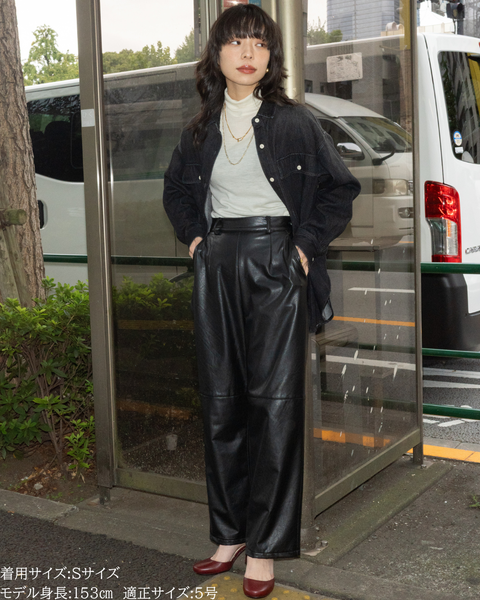 画像をギャラリービューアに読み込む, 低身長パンツ/低身長用ボトム/ボトム/小柄用/XSサイズ/SSサイズ/147㎝/低身長ブランド/低身長レザーパンツ/レザーパンツ/韓国風/小柄韓国