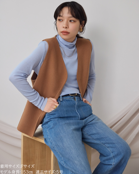 画像をギャラリービューアに読み込む, 低身長向けトップス/低身長用/小柄ワトップス/小柄用/147㎝/SSサイス/XSサイズ/インナー/タートルニット/低身長/ウール/ウールインナー