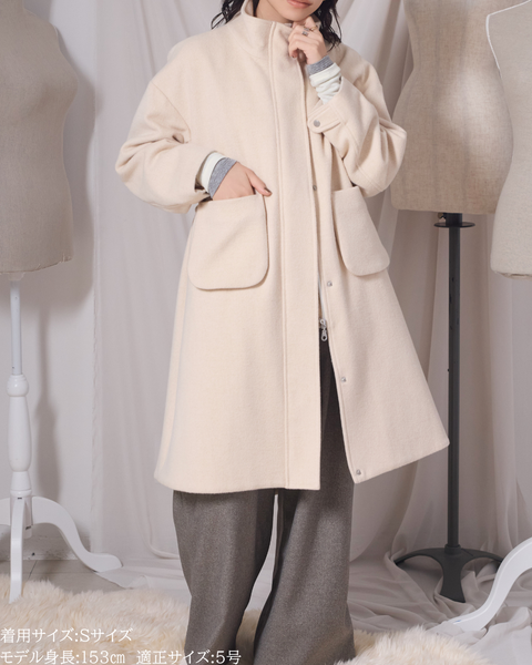 画像をギャラリービューアに読み込む, 取り外しフード付きマニッシュコート(Japan Fabric)【685】