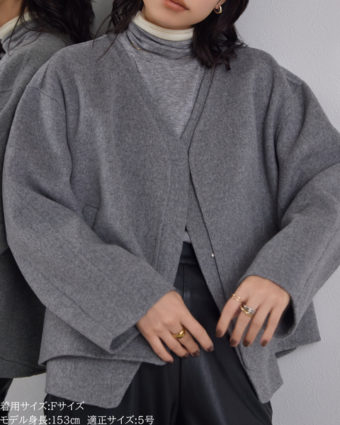 画像をギャラリービューアに読み込む, カシミヤ混リバーレイヤードコート(Japan Fabric)【808】