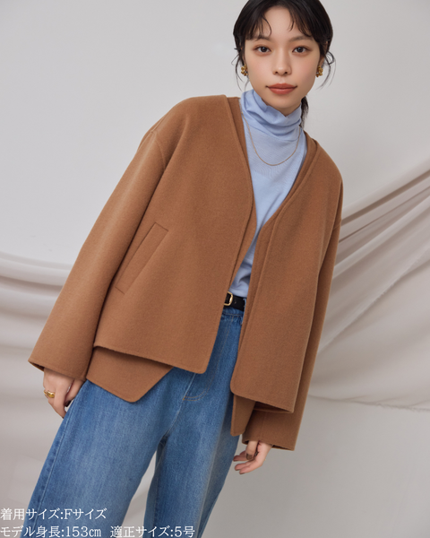 画像をギャラリービューアに読み込む, カシミヤ混リバーレイヤードコート(Japan Fabric)【808】