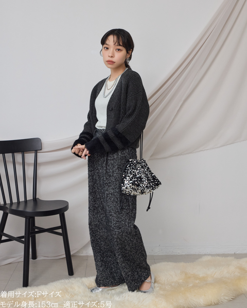 画像をギャラリービューアに読み込む, 袖シャギーVネックカーディガン【618】