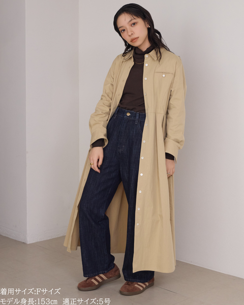 画像をギャラリービューアに読み込む, クリースラインシャツワンピース【819】