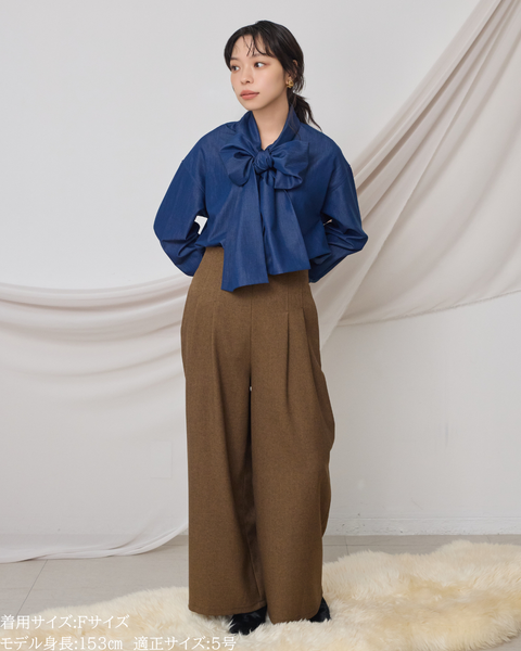 画像をギャラリービューアに読み込む, リュクスファブリックボウタイブラウス【823】