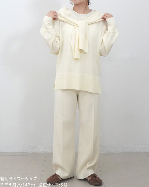 画像をギャラリービューアに読み込む, 低身長向けトップス/低身長用/小柄ワトップス/小柄用/147㎝/SSサイス/XSサイズ/インナー/クルーニット/低身長/ウール/ウールインナー/カーデ風ストール付き/デザインニット