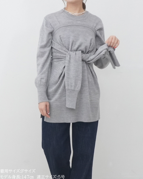 画像をギャラリービューアに読み込む, 低身長向けトップス/低身長用/小柄ワトップス/小柄用/147㎝/SSサイス/XSサイズ/インナー/クルーニット/低身長/ウール/ウールインナー/カーデ風ストール付き/デザインニット