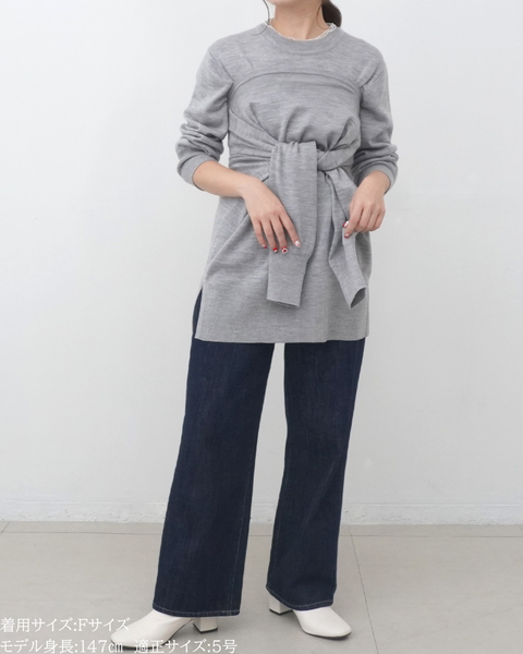 画像をギャラリービューアに読み込む, 低身長向けトップス/低身長用/小柄ワトップス/小柄用/147㎝/SSサイス/XSサイズ/インナー/クルーニット/低身長/ウール/ウールインナー/カーデ風ストール付き/デザインニット