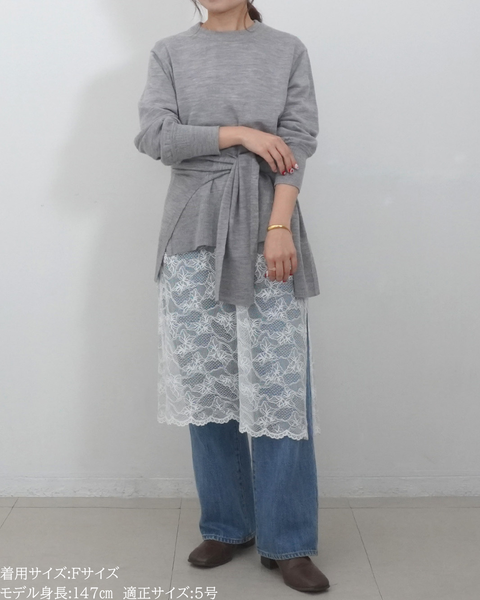 画像をギャラリービューアに読み込む, 低身長向けトップス/低身長用/小柄ワトップス/小柄用/147㎝/SSサイス/XSサイズ/インナー/クルーニット/低身長/ウール/ウールインナー/カーデ風ストール付き/デザインニット