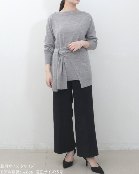 画像をギャラリービューアに読み込む, 低身長向けトップス/低身長用/小柄ワトップス/小柄用/147㎝/SSサイス/XSサイズ/インナー/クルーニット/低身長/ウール/ウールインナー/カーデ風ストール付き/デザインニット/ボートネックニット/ボートネック/ウール100%