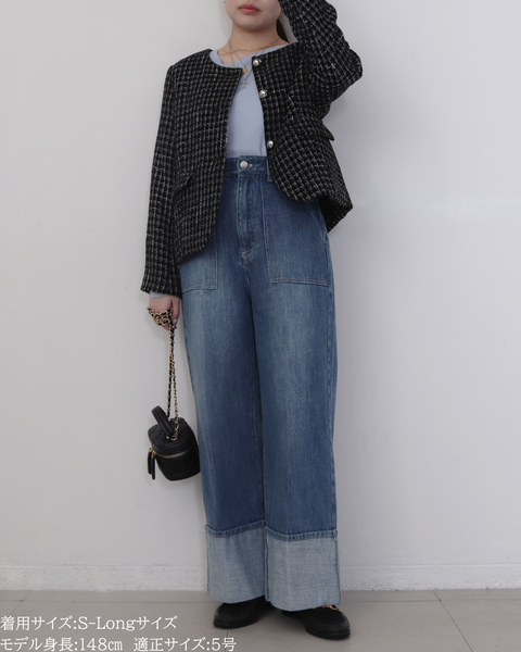 画像をギャラリービューアに読み込む, 低身長パンツ/低身長用ボトム/ボトム/デニムパンツ/小柄用/XSサイズ/SSサイズ/147㎝/低身長ブランド/低身長デニムパンツ/韓国風/小柄韓国/デニム/ロールアップデニム/低身長/小柄/小柄デニム