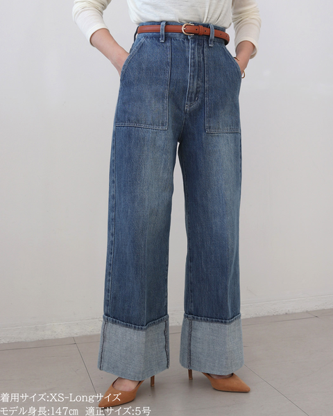 画像をギャラリービューアに読み込む, 低身長パンツ/低身長用ボトム/ボトム/デニムパンツ/小柄用/XSサイズ/SSサイズ/147㎝/低身長ブランド/低身長デニムパンツ/韓国風/小柄韓国/デニム/ロールアップデニム/低身長/小柄/小柄デニム