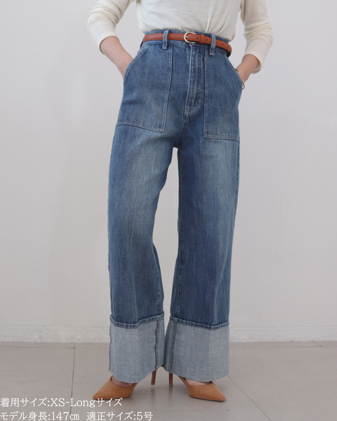 画像をギャラリービューアに読み込む, 低身長パンツ/低身長用ボトム/ボトム/デニムパンツ/小柄用/XSサイズ/SSサイズ/147㎝/低身長ブランド/低身長デニムパンツ/韓国風/小柄韓国/デニム/ロールアップデニム/低身長/小柄/小柄デニム