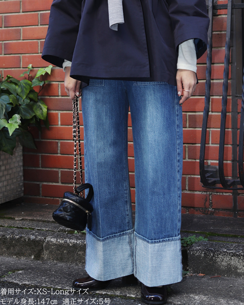 画像をギャラリービューアに読み込む, 低身長パンツ/低身長用ボトム/ボトム/デニムパンツ/小柄用/XSサイズ/SSサイズ/147㎝/低身長ブランド/低身長デニムパンツ/韓国風/小柄韓国/デニム/ロールアップデニム/低身長/小柄/小柄デニム