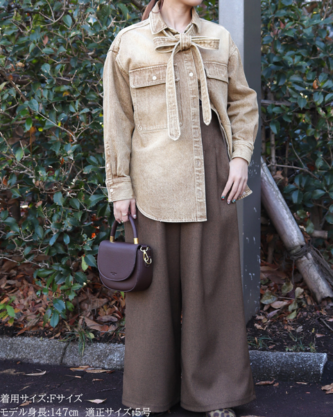 画像をギャラリービューアに読み込む, 小柄ブランド/低身長ブランド/低身長/小柄/小柄シャツ/デニムシャツ/リボンシャツ