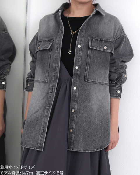 画像をギャラリービューアに読み込む, 小柄ブランド/低身長ブランド/低身長/小柄/小柄シャツ/デニムシャツ/リボンシャツ