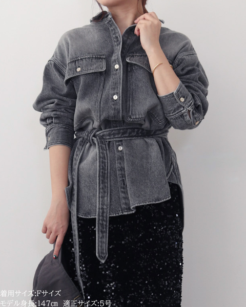 画像をギャラリービューアに読み込む, 小柄ブランド/低身長ブランド/低身長/小柄/小柄シャツ/デニムシャツ/リボンシャツ