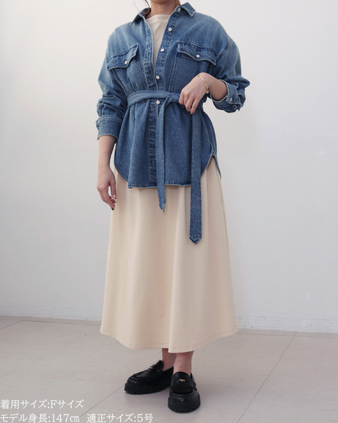 画像をギャラリービューアに読み込む, 小柄ブランド/低身長ブランド/低身長/小柄/小柄シャツ/デニムシャツ/リボンシャツ