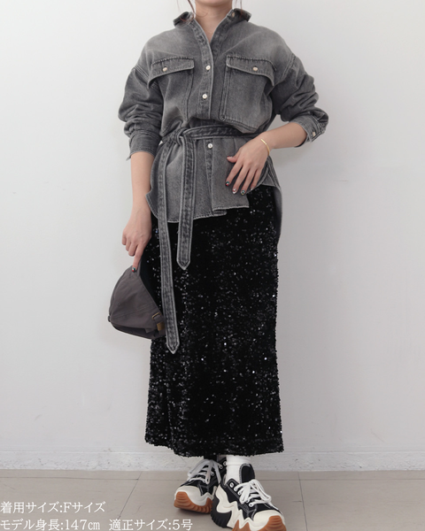 画像をギャラリービューアに読み込む, 小柄ブランド/低身長ブランド/低身長/小柄/小柄シャツ/デニムシャツ/リボンシャツ