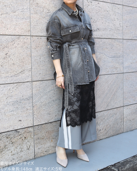 画像をギャラリービューアに読み込む, 小柄ブランド/低身長ブランド/低身長/小柄/小柄シャツ/デニムシャツ/リボンシャツ