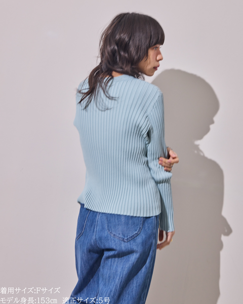 画像をギャラリービューアに読み込む, 小柄/低身長/アンサンブルニット/リブニット/縦リブ/2wayカーディガン/白蝶貝ボタン/スタイルアップ/華奢見え/体型カバー/春ニット/秋ニット/夏インナー/着回し/147cm/小柄コーデ/低身長コーデ