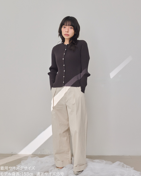 画像をギャラリービューアに読み込む, 小柄/低身長/アンサンブルニット/リブニット/縦リブ/2wayカーディガン/白蝶貝ボタン/スタイルアップ/華奢見え/体型カバー/春ニット/秋ニット/夏インナー/着回し/147cm/小柄コーデ/低身長コーデ