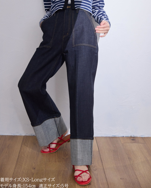 画像をギャラリービューアに読み込む, 低身長パンツ/低身長用ボトム/ボトム/デニムパンツ/小柄用/XSサイズ/SSサイズ/147㎝/低身長ブランド/低身長デニムパンツ/韓国風/小柄韓国/デニム/ロールアップデニム/低身長/小柄/小柄デニム