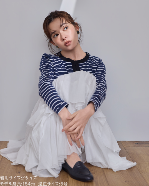 画像をギャラリービューアに読み込む, 小柄ブランド / 低身長ブランド / 低身長 / 小柄 / 小柄ワンピース / 低身長ワンピース / 4wayワンピース / ワンピースセット / カーディガンセット / セットアップ / 小柄コーデ / 低身長コーデ/ボーダーカーデ/カーディガン