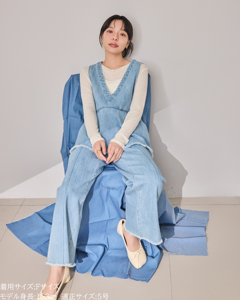 画像をギャラリービューアに読み込む, フリンジデニムトップス(セットアップ可能)【783】