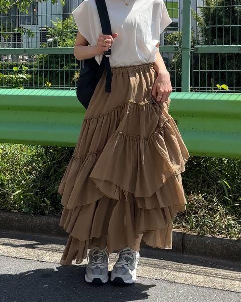 画像をギャラリービューアに読み込む, プレミアムコットンギャザーフリルスカート(セットアップ可能)( japan fabric)【863】