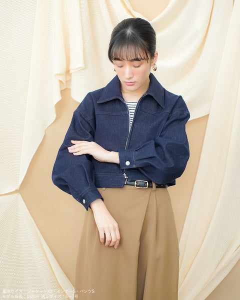 画像をギャラリービューアに読み込む, 低身長ジャケット/小柄ジャケット/低身長アウター/お直しいらず/低身長用/小柄用/低身長用羽織/デニム/小柄デニム/低身長デニム/デニムジャケット/小柄デニムジャケット