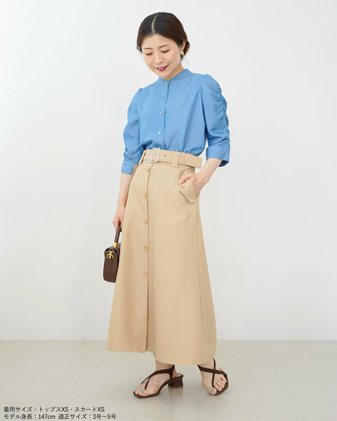 画像をギャラリービューアに読み込む, ベルト付きボタンAラインスカート【505】