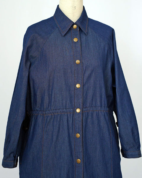 画像をギャラリービューアに読み込む, ドロストデニム調ワンピース【631】