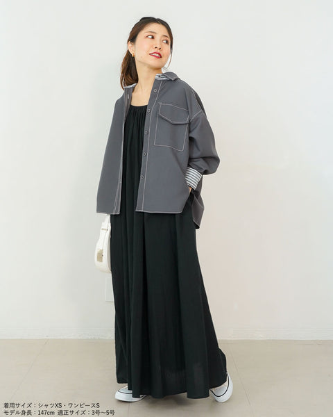 画像をギャラリービューアに読み込む, ストライプ配色シャツジャケット(セットアップ可能)【528】