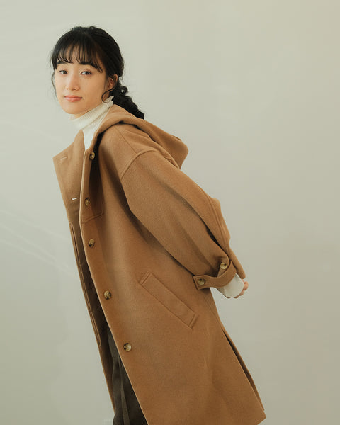 画像をギャラリービューアに読み込む, リラックスフードウールコート(Japan Fabric)【559】