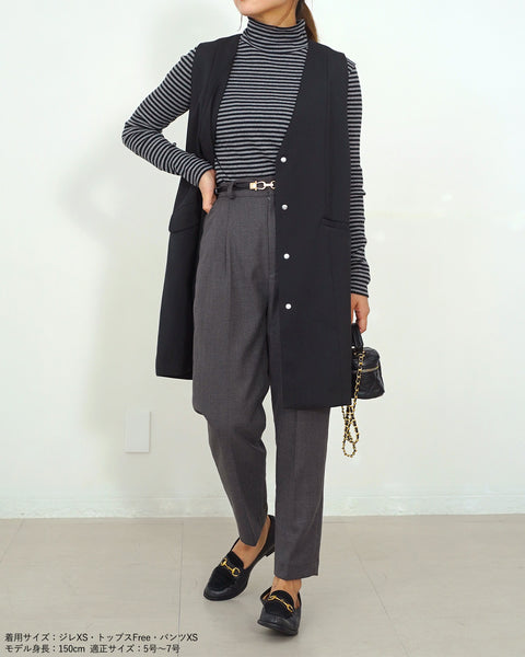 画像をギャラリービューアに読み込む, ノーカラーセミロングジレ(ブラック・ベージュのみセットアップ可能)【523】